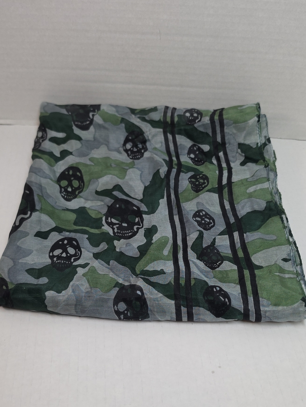 Raj Camouflage Silk Scarf in Green, Gray and Black